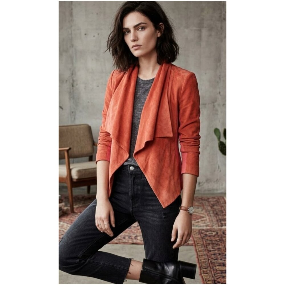Badgley Mischka American Glamour Leather Open Front Biker Jacket size S